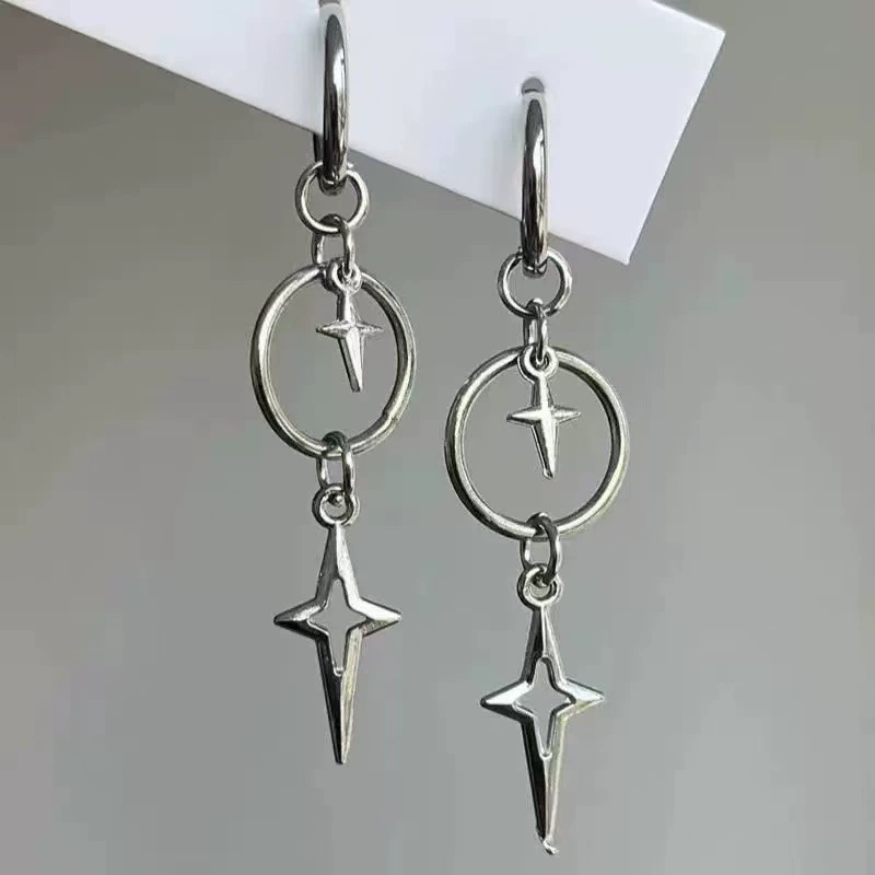 Men'S Accessories Trends 2025 - Kişiselleştirilmiş Punk Çapraz Yıldız Kolye Küpe