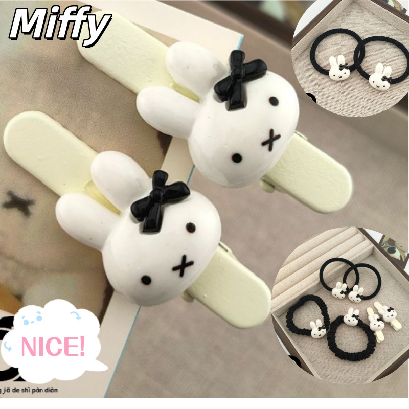 Tie Clip Set - Sevimli Miffy Tavşan Fiyonklu Saç Tokası,