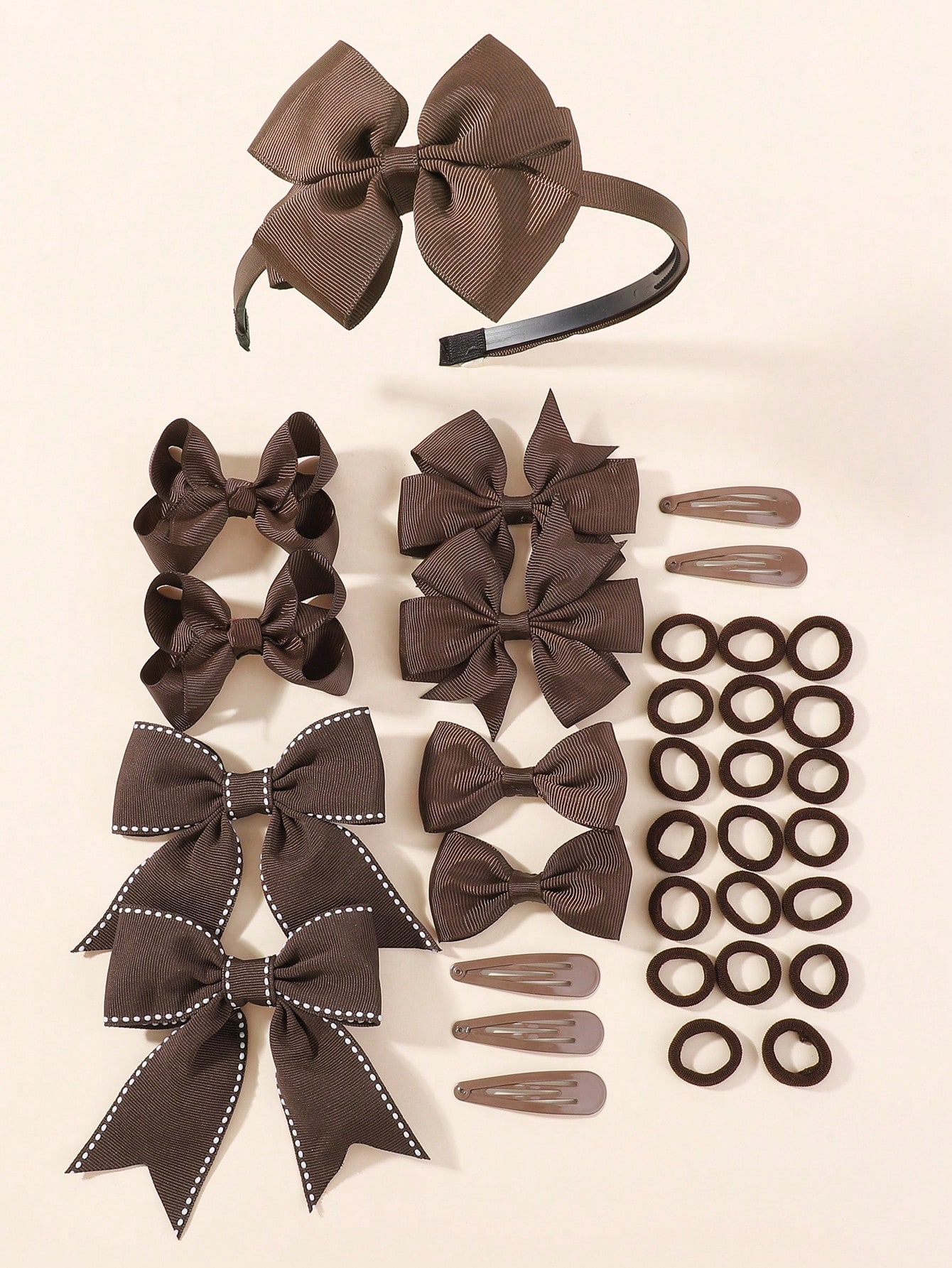 Tie Clip Set - 34 Parça Lacivert Fiyonklu Saç Aksesuarları
